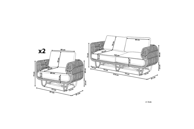 Loungesæt 4-Pers. rattan natur/beige DOLCEDO - Træ/natur - Havemøbler - Loungemøbler - Loungesæt