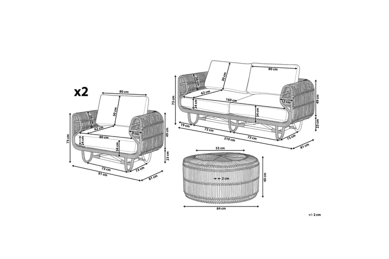 Loungesæt 4-Pers. rattan DOLCEDO/LIMNI - Træ/natur - Havemøbler - Loungemøbler - Loungesæt