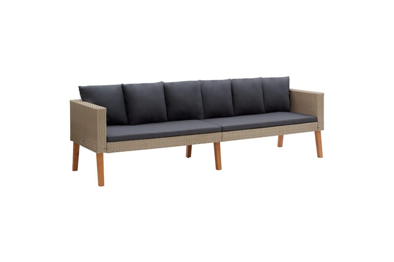 Loungesæt til haven 2 dele med hynder polyrattan beige - Beige - Havemøbler - Loungemøbler - Loungesæt