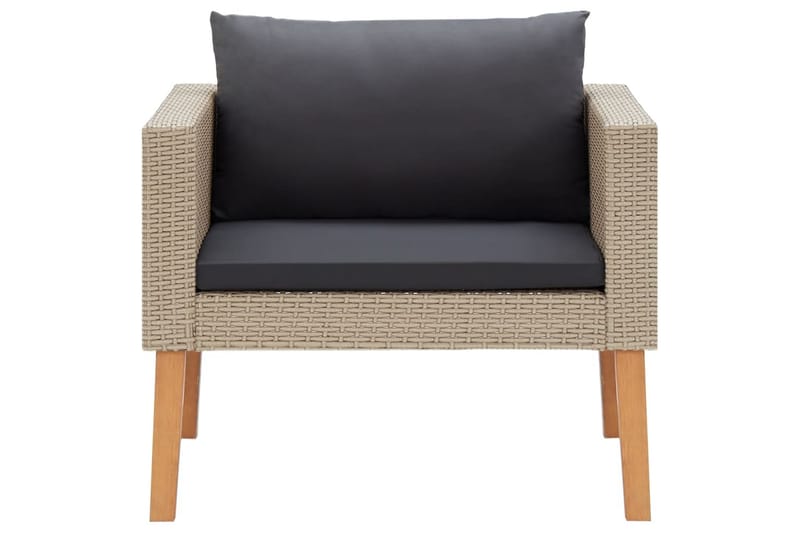 Loungesæt til haven 4 dele med hynder polyrattan beige - Beige - Havemøbler - Loungemøbler - Loungesæt