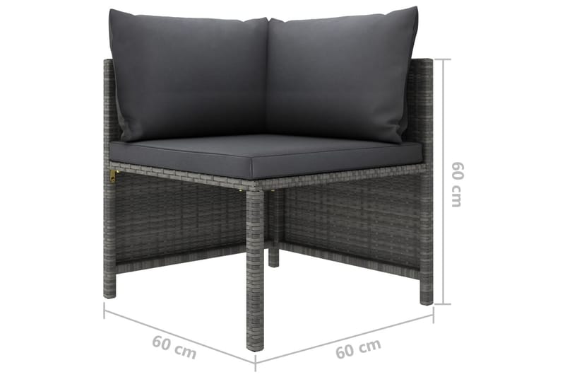 loungesæt til haven 4 dele med hynder polyrattan grå - Grå - Altanmøbler - Sofagrupper udendørs - Loungesæt