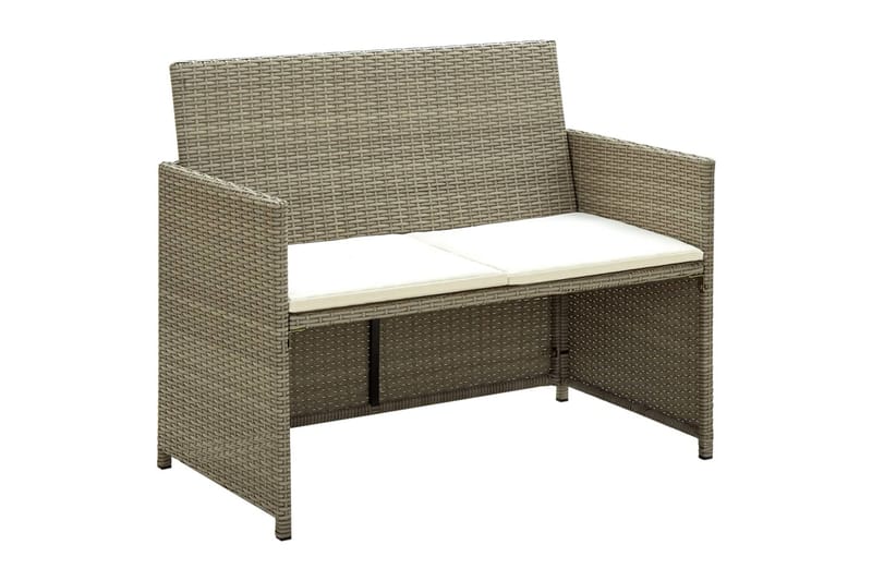 loungesæt til haven 4 dele med hynder polyrattan beige - Beige - Havemøbler - Loungemøbler - Loungesæt