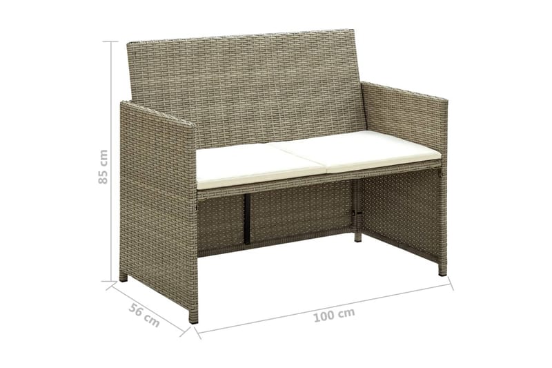 loungesæt til haven 4 dele med hynder polyrattan beige - Beige - Havemøbler - Loungemøbler - Loungesæt