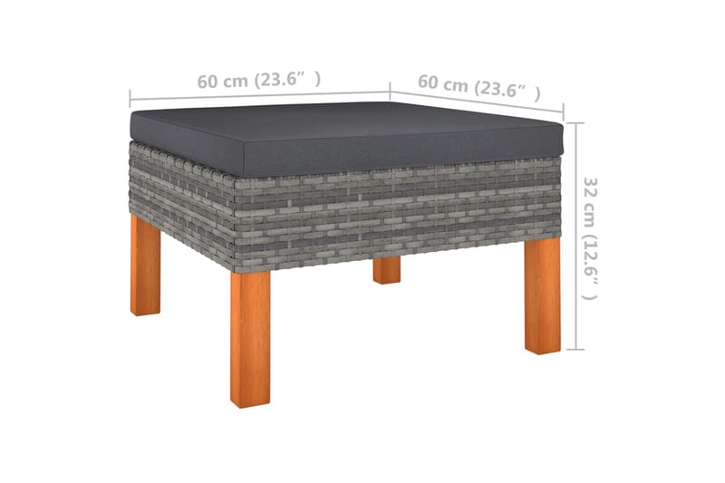 loungesæt til haven 6 dele polyrattan og eukalyptustræ grå - Grå - Havemøbler - Loungemøbler - Loungesæt