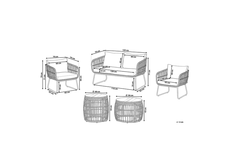 Pianillo 4-Pers. Loungesæt - Beige/Polyrattan - Havemøbler - Loungemøbler - Loungesæt