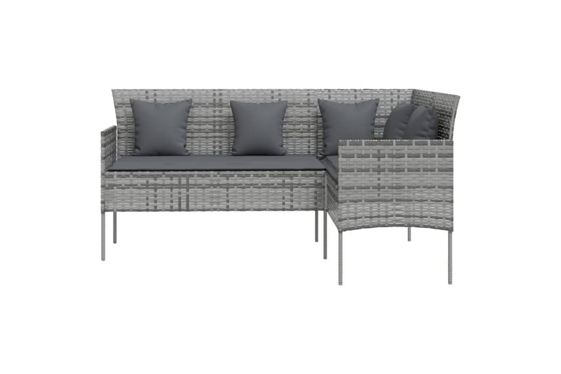 sofasæt med hynder 5 dele L-facon polyrattan grå - Grå - Havemøbler - Loungemøbler - Loungesæt