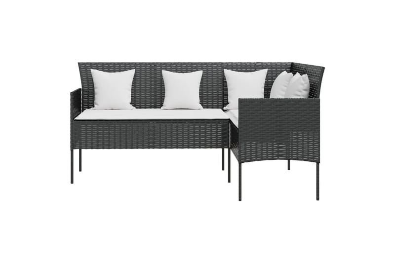 sofasæt med hynder 5 dele L-facon polyrattan sort - Sort - Havemøbler - Loungemøbler - Loungesæt