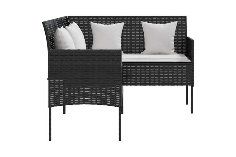 sofasæt med hynder 5 dele L-facon polyrattan sort - Sort - Havemøbler - Loungemøbler - Loungesæt