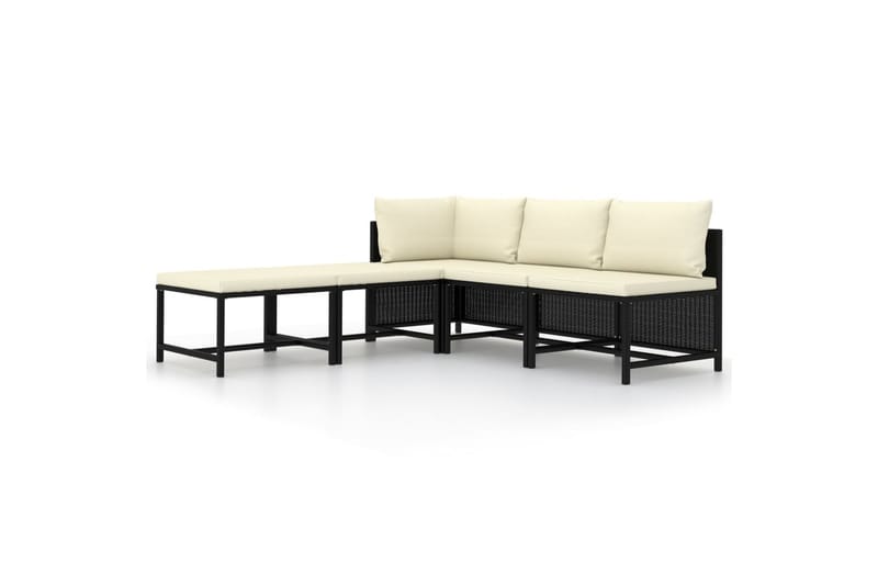 sofasæt til haven 5 dele med hynder polyrattan sort - Sort - Altanmøbler - Sofagrupper udendørs - Loungesæt