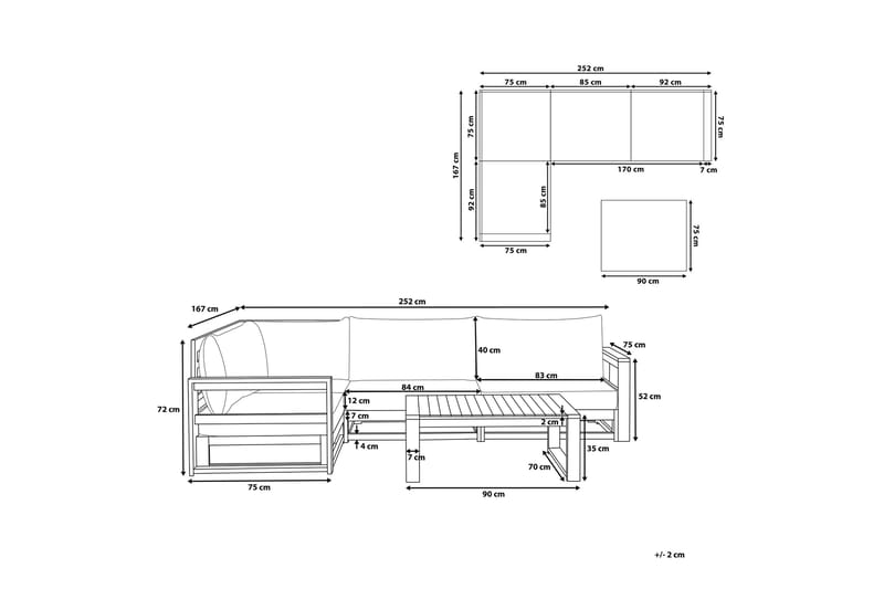 Timor Loungegruppe 90 cm - Træ / natur - Havemøbler - Loungemøbler - Loungesæt