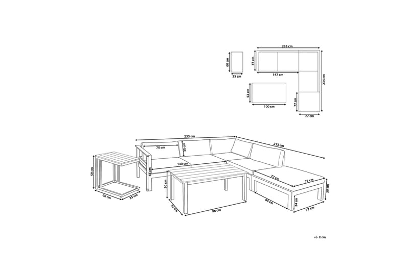 Tirrena 5-Pers. Loungesæt - Sort/Grå - Havemøbler - Loungemøbler - Loungesæt