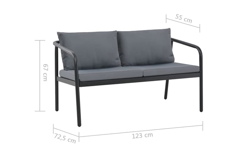 2-Personers Havesofa Med Hynder Grå Aluminium - Grå - Havemøbler - Loungemøbler - Loungesofaer