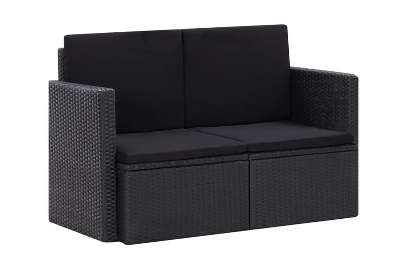 2-Personers Havesofa med Hynder Polyrattan Sort - Sort - Havemøbler - Loungemøbler - Loungesofaer