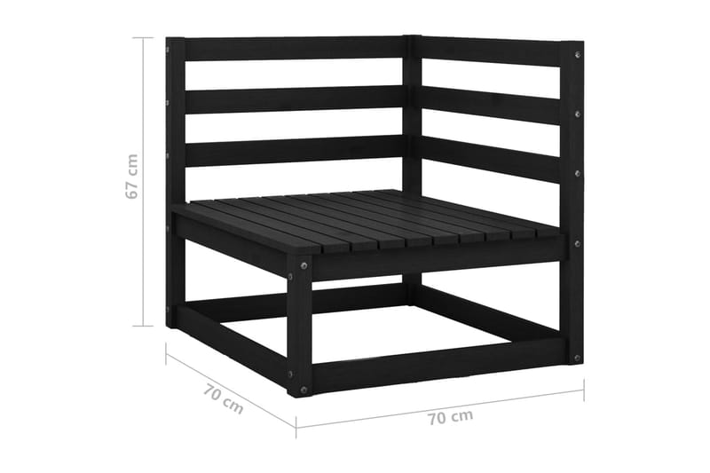 2-personers havesofa med hynder massivt fyrretræ sort - Sort - Havemøbler - Loungemøbler - Loungesofaer