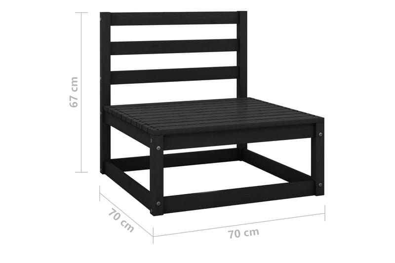 2-personers havesofa massivt fyrretræ sort - Sort - Havemøbler - Loungemøbler - Loungesofaer