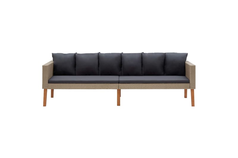 3-Personers Havesofa Med Hynder Polyrattan Beige - Beige - Havemøbler - Loungemøbler - Loungesofaer