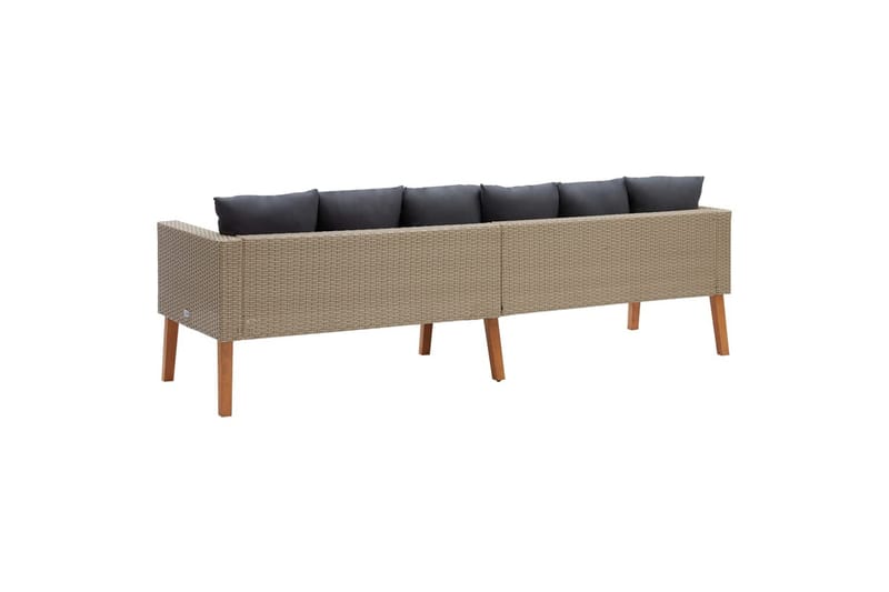 3-Personers Havesofa Med Hynder Polyrattan Beige - Beige - Havemøbler - Loungemøbler - Loungesofaer