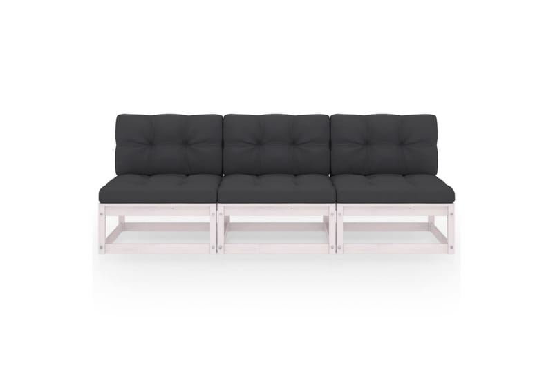 3-personers sofa med hynder massivt fyrretræ - Hvid - Havemøbler - Loungemøbler - Loungesofaer