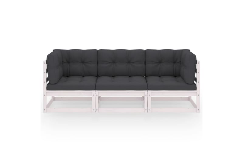 3-personers sofa med hynder massivt fyrretræ - Hvid - Havemøbler - Loungemøbler - Loungesofaer