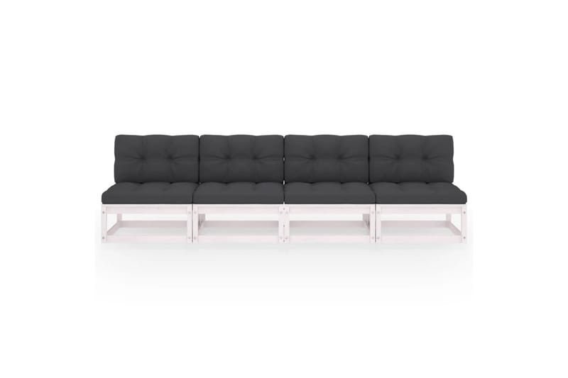 4-personers sofa med hynder massivt fyrretræ - Hvid - Havemøbler - Loungemøbler - Loungesofaer