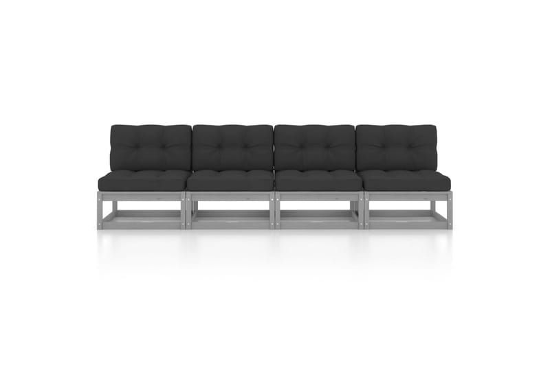 4-personers sofa med hynder massivt fyrretræ - Grå - Havemøbler - Loungemøbler - Loungesofaer