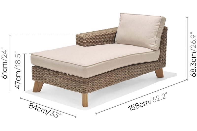 Bahamas Sofa med Armlæn Højre - Beige - Havemøbler - Loungemøbler - Loungesofaer