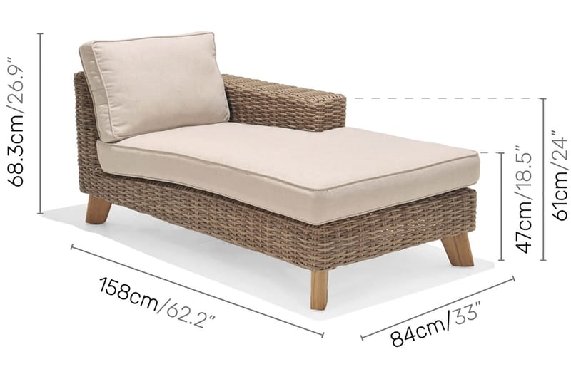 Bahamas Sofa med Armlæn Venstre - Beige - Havemøbler - Loungemøbler - Loungesofaer