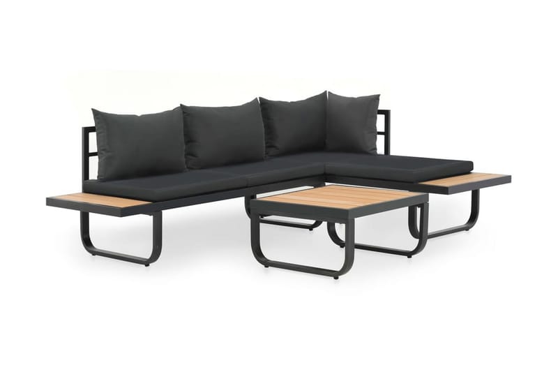 Havesofasæt I 2 Dele Med Hynder Aluminium Wpc - Grå - Havemøbler - Loungemøbler - Loungesofaer