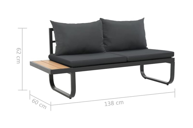 Havesofasæt I 2 Dele Med Hynder Aluminium Wpc - Grå - Havemøbler - Loungemøbler - Loungesofaer