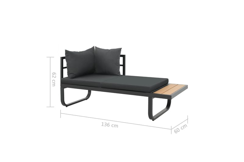 Havesofasæt I 2 Dele Med Hynder Aluminium Wpc - Grå - Havemøbler - Loungemøbler - Loungesofaer