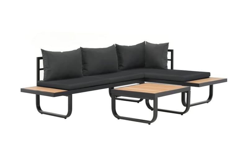 Havesofasæt I 2 Dele Med Hynder Aluminium Wpc - Grå - Havemøbler - Loungemøbler - Loungesofaer