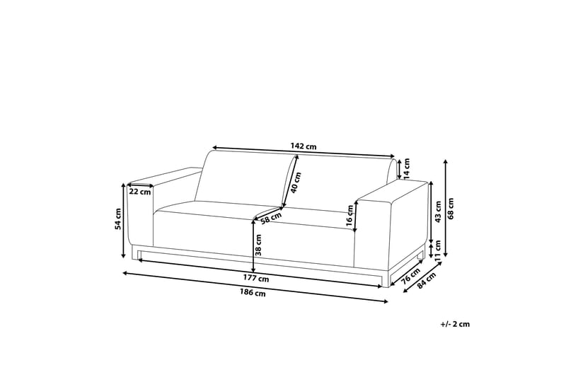 Hughen 3-Pers. Sofa - Grå/Sort - Havemøbler - Loungemøbler - Loungesofaer