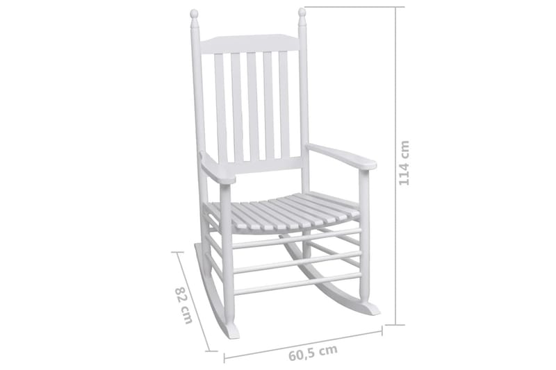 Gyngestol Med Kurvet Sæde Hvid Træ - Hvid - Havemøbler - Loungemøbler - Loungestol udendørs