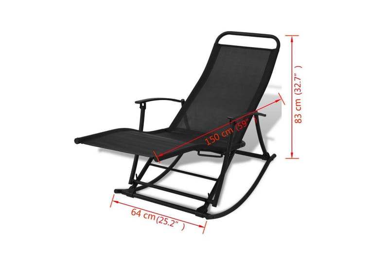 Havegyngestol Stål Og Textilene Sort - Sort - Havemøbler - Loungemøbler - Loungestol udendørs