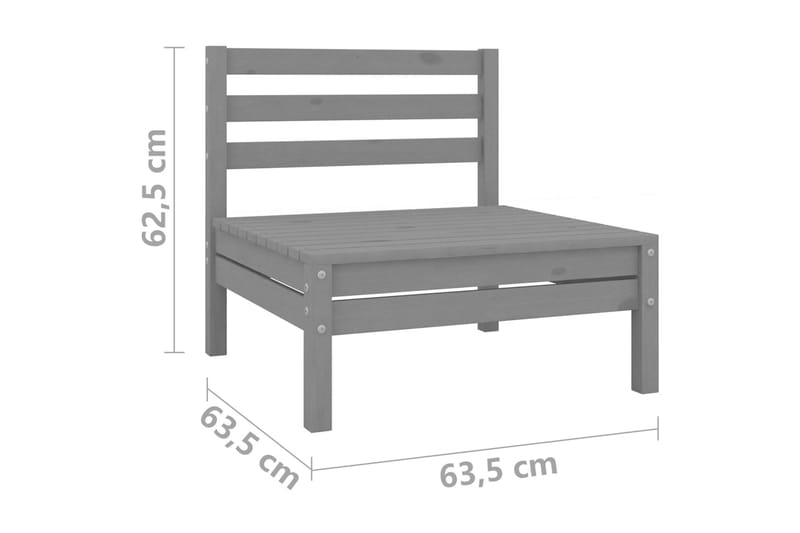 midterdel til havesofa massivt fyrretræ grå - Grå - Havemøbler - Loungemøbler - Moduler