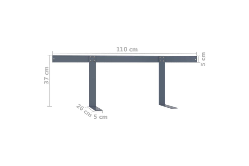 ryglæn til pallesofa 110 cm jern lysegrå - Grå - Havemøbler - Balkon - Balkonmøbler - Altanstole