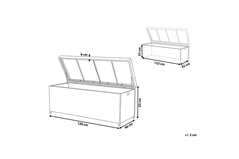 Cebrosa Hyndeboks 126x46 cm - Brun/Polyrattan - Havemøbler - Pudeopbevaring & havemøbelovertræk - Hyndeboks