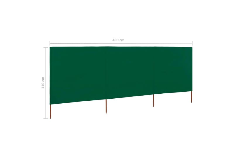 3-Panels Læsejl 400x80 cm Stof Grøn - Grøn - Havemøbler - Solafskærmning - Afskærmning & vindsejl - Skærm