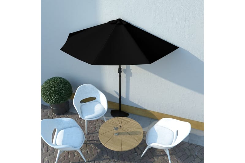 Altanparasol med aluminiumsstang 270x135x245 cm halv sort - Sort - Havemøbler - Solafskærmning - Parasoller