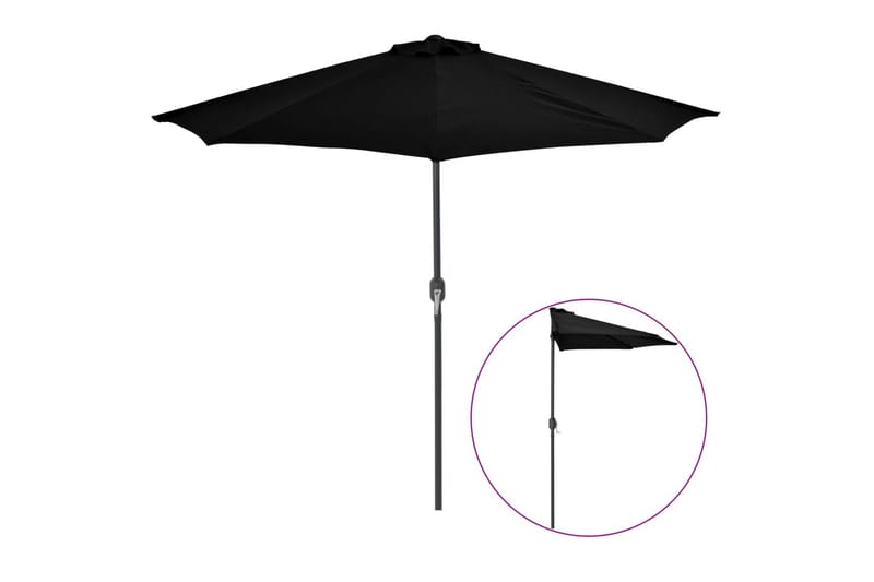 Altanparasol med aluminiumsstang 270x135x245 cm halv sort - Sort - Havemøbler - Solafskærmning - Parasoller