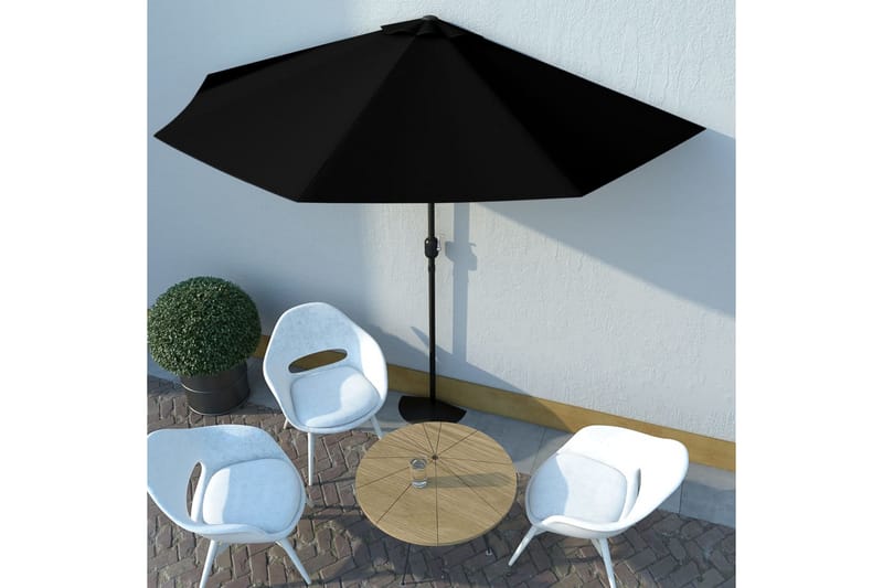 Altanparasol med aluminiumsstang 300x150x253 cm halv sort - Sort - Parasoller