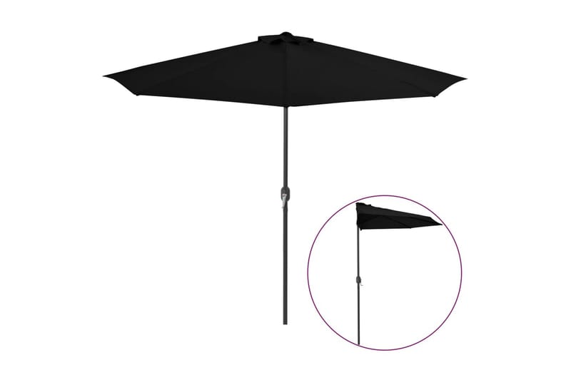 Altanparasol med aluminiumsstang 300x150x253 cm halv sort - Sort - Parasoller