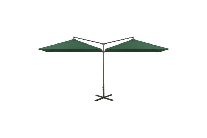 dobbelt parasol med stålstang 600x300 cm grøn - Grøn - Parasoller