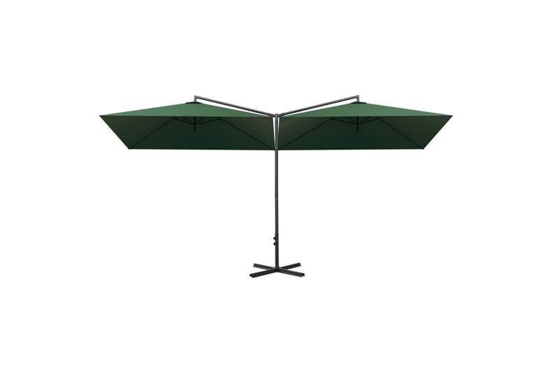 dobbelt parasol med stålstang 600x300 cm grøn - Grøn - Havemøbler - Solafskærmning - Parasoller