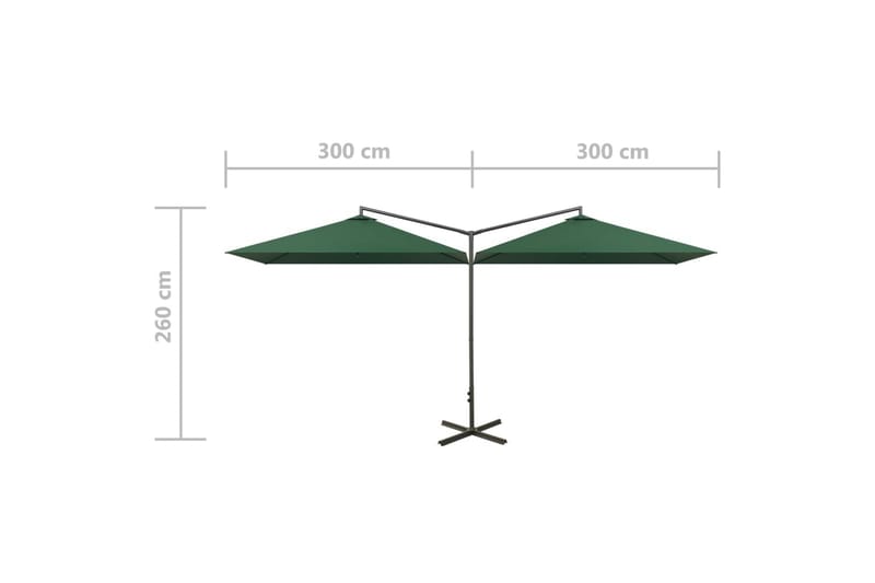 dobbelt parasol med stålstang 600x300 cm grøn - Grøn - Havemøbler - Solafskærmning - Parasoller