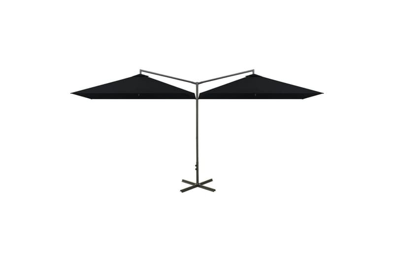 dobbelt parasol med stålstang 600x300 cm sort - Sort - Parasoller