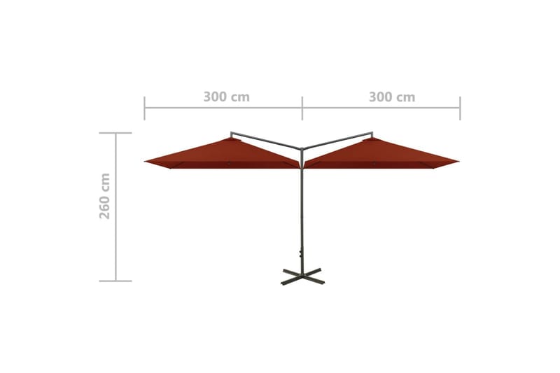 dobbelt parasol med stålstang 600x300 cm terrakotta - Parasoller