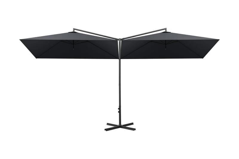 dobbelt parasol med stålstang 600x300 cm antracitgrå - Antracit - Parasoller
