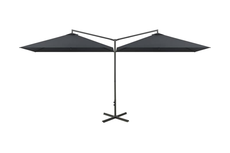 dobbelt parasol med stålstang 600x300 cm antracitgrå - Antracit - Parasoller