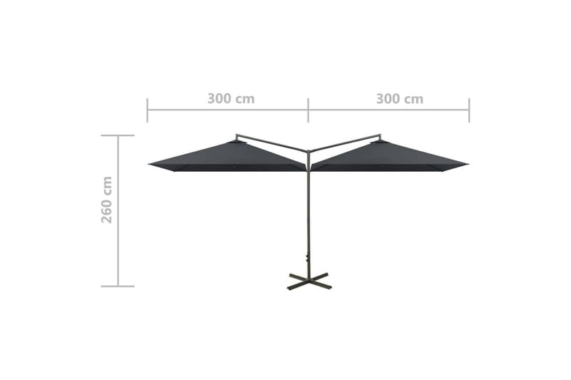 dobbelt parasol med stålstang 600x300 cm antracitgrå - Antracit - Parasoller